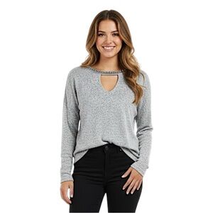 Jennifer Lopez Grey Heather Swing Top with Rhinestones Size Small